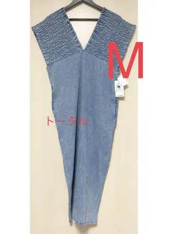 시마무라 add COLOR 데님 셔링 원피스 M 중파랑