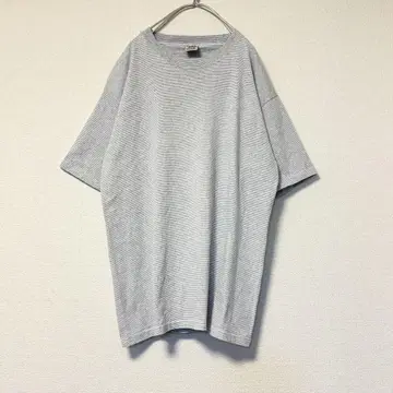 칼 크루 마이크로 보더 티셔츠 미국산 M 라이트 그레이