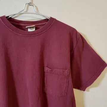 Goodwear 버건디 크루넥 티셔츠 포켓 부착