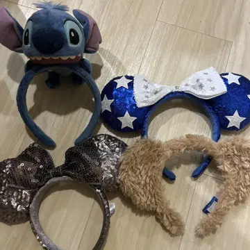 스티치 머리띠 별 패턴 리본 포함