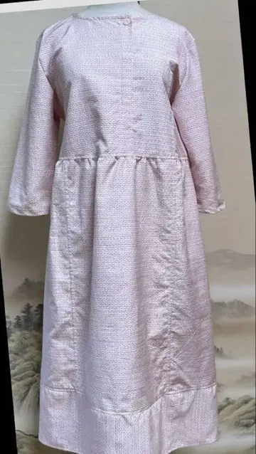 얇은 명주 기모노 리메이크 튜닉 원피스
