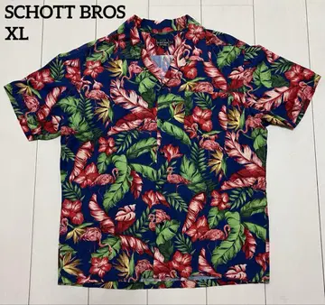 XL SCHOTT BROS 꽃무늬 반팔 셔츠 하와이안 셔츠 알로하 셔츠