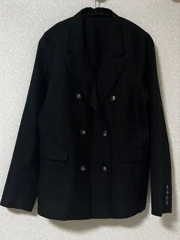 ur's 유어즈 린넨 라이크 더블 브레스트 자켓 블랙 M