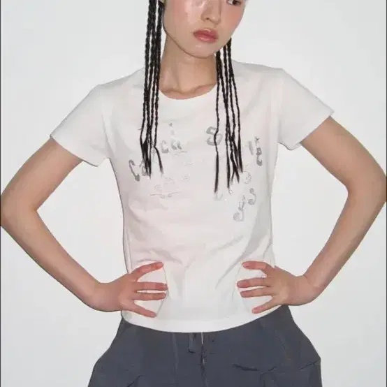 ☆typeservice☆ Catch Embroidery TShirt Off White TYPESERVICE) Catch Embroidery T-Shirt [Off White]