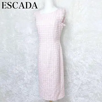 에스카다 ESCADA 슬리브리스 원피스 핑크 체크 M 사이즈