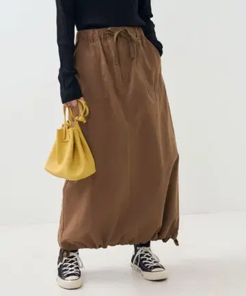 FREAK'S STORE 밀리터리 리본 스커트 브라운