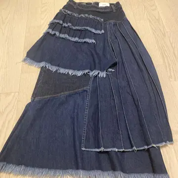UN3D. 프린지 데님 롱 스커트 japan denim