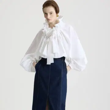 미사용 새상품! Patou 오가닉 포플린 퍼프 슬리브 탑