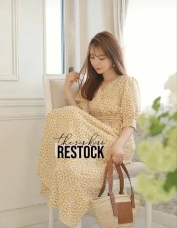 le reve vaniller 보타니컬 플라워 맥시 원피스 반소매