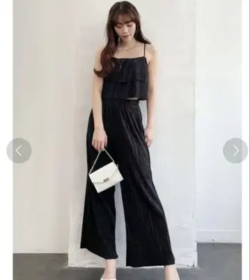 제이다 GYDA 셋업 새틴 플리츠 뷔스티에
