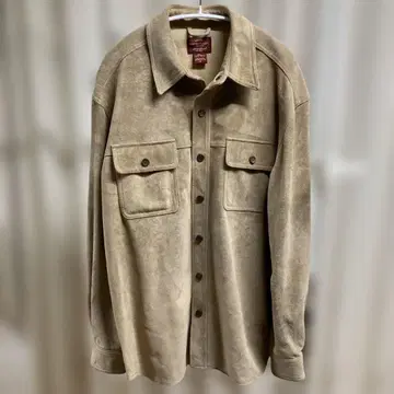 Eddie Bauer 가죽 셔츠 자켓 스웨이드 베이지
