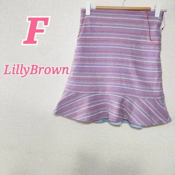 Lilly Brown 보더 무늬 플레어 스커트 F 레트로 귀여운 라메