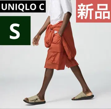 새상품 유니클로 c 와이드 핏 카고 하프 팬츠 + 오렌지 S