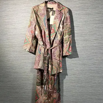ZARA 자라 페이즐리 무늬 블레이저 셋업 가운 팬츠 수트 L