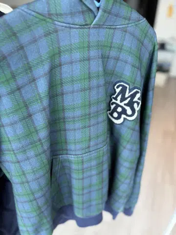 MSB 마이 슈가 베이브 후드티 체크 무늬 그린