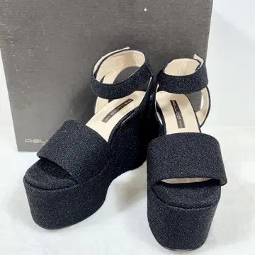 PELLICO SUNNY 통굽 웨지솔 샌들 블랙 23cm