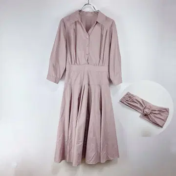 저스길리티 7부 소매 셔츠 원피스 벨트 포함 핑크