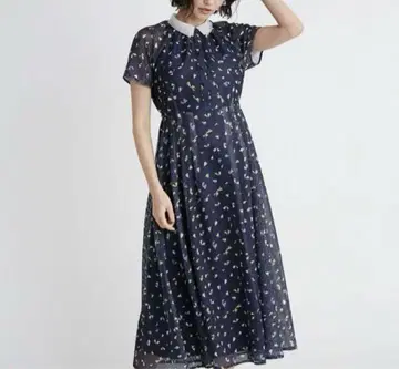 CELFORD 카라 미니 꽃무늬 원피스 네이비