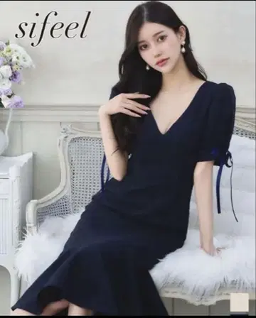 sifeel 네이비 플레어 드레스