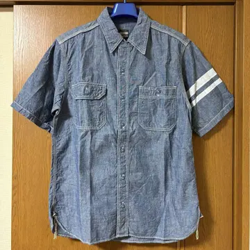 MOMOTARO JEANS 데님 블루 반팔 셔츠 M