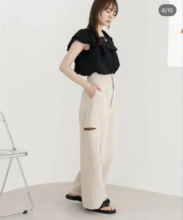 hinari 사이드 컷 아웃 팬츠 xs 아이보리