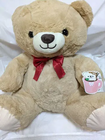곰돌이 베이지 큰 봉제 인형 리보