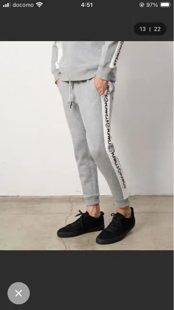 STUD MUFFIN 분또 스트레치 사이드 라인 로고 팬츠 그레이 2