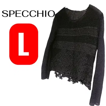 SPECCHIO 스페치오 블랙 레이스 트림 긴팔 니트 40 L 사이즈