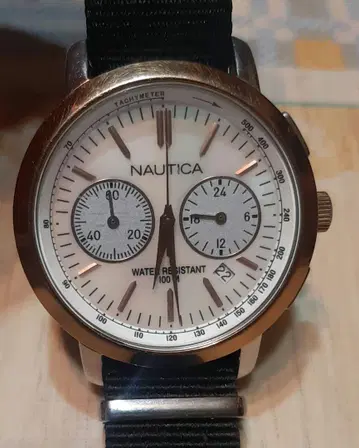 NAUTICA 쉘 다이얼 남성용 크로노그래프 쿼츠