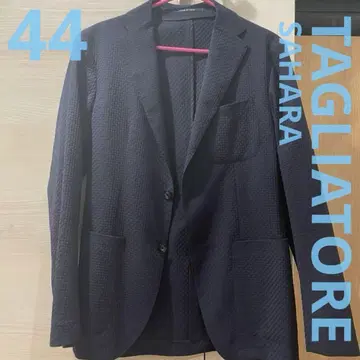 새상품급 TAGLIATORE SAHARA 44 네이비 직조 무늬 사하라