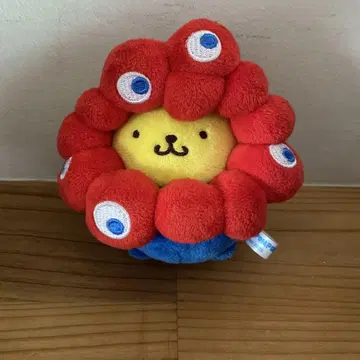 눈이 달린 꽃 모양 봉제 인형 카라비너 포함