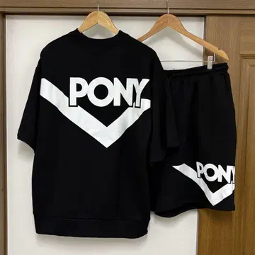 PONY 로고스 맨투맨 반팔 셋업