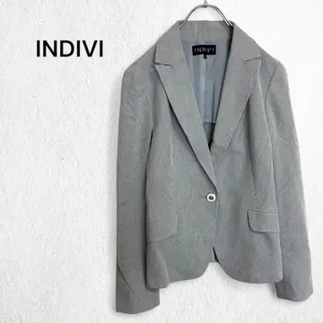 인디비 테일러드 자켓 일본제 스트라이프 패턴 코튼 혼방 오피스