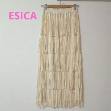 새상품급 ESICA 프린지 롱 스커트 트렌드 아이보리 인기 아이템