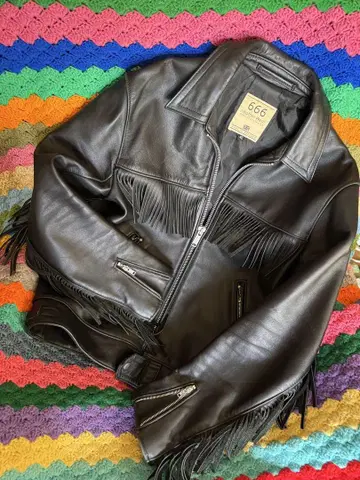 666 Leather Wear 프린지 가죽 자켓 사이즈 42
