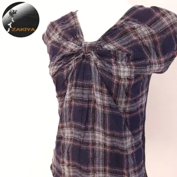 Spick and span 티셔츠 프렌치 슬리브 체크 무늬 울 혼방