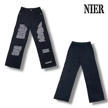 DAMAGE BLACK DENIM PANTS NieR 데미지 바지