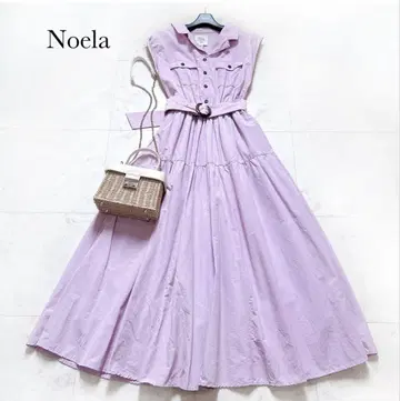미인 백화 게재 Noela 노엘라 셔츠 롱 원피스 티어드 플레어