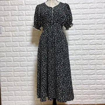 OLIVE des OLIVE 미니 꽃무늬 원피스 블랙 프리 사이즈 반팔