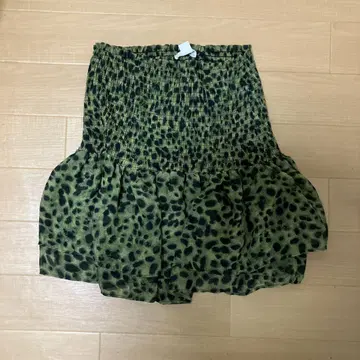 레오파드 무늬 미니 스커트 프릴 장식