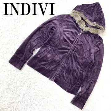 INDIVI 인디비 벨로아 지퍼 후드티 퍼플 44 B9458