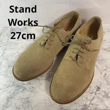 Stand Works 베이지 스웨이드 레이스업 드레스 슈즈