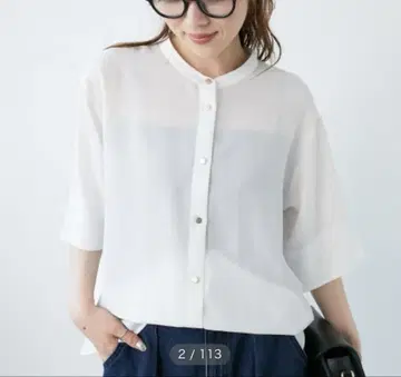 이번 시즌 새상품 르쿨 블랑 2WAY 조젯 블라우스 화이트