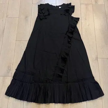 비대칭 프릴 롱 원피스 플레어 원피스 A 라인 플리츠 페플럼