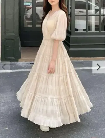 벌스데이 바쉬 티어드 플리츠 카슈쿨 원피스