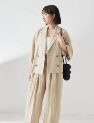 L'ESSAGE 린넨 와이드 이지 팬츠 베이지 38