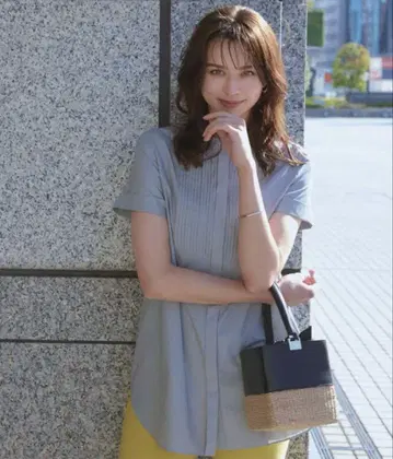 23구 세탁 가능한 코튼 포플린 핀턱 블라우스 셔츠 스트라이프