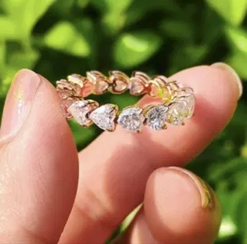 최고급 모이사나이트 4mm 하트풀 이터니티 반지 GOLD 14호