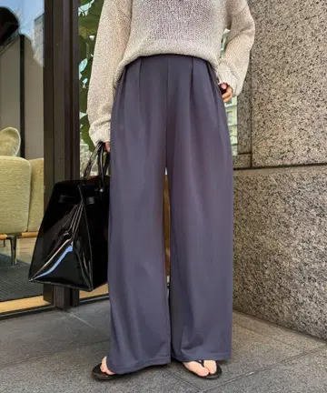 두두 [여름의 친구! 쾌적하고 슬림하고 스트레스 없는] 컷 조젯 턱 팬츠