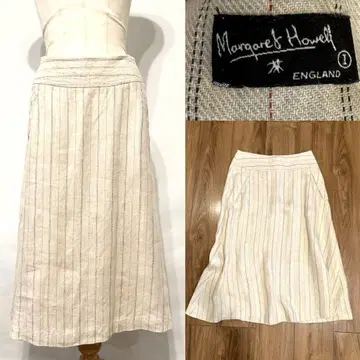 MARGARET HOWELL MHL 린넨 스트라이프 스커트 린넨